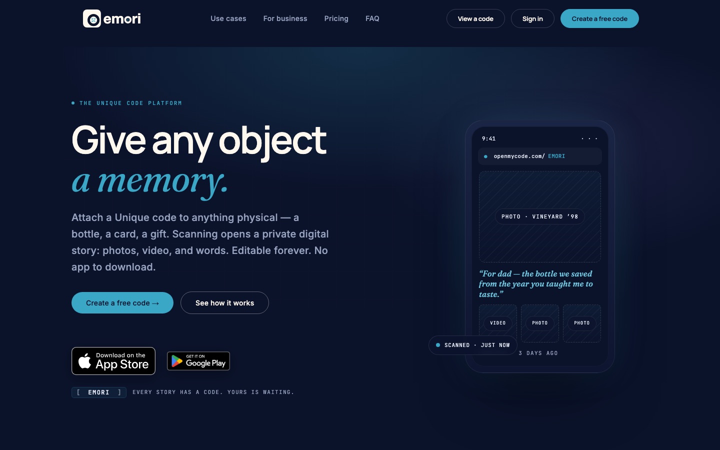 Emori homepage screenshot