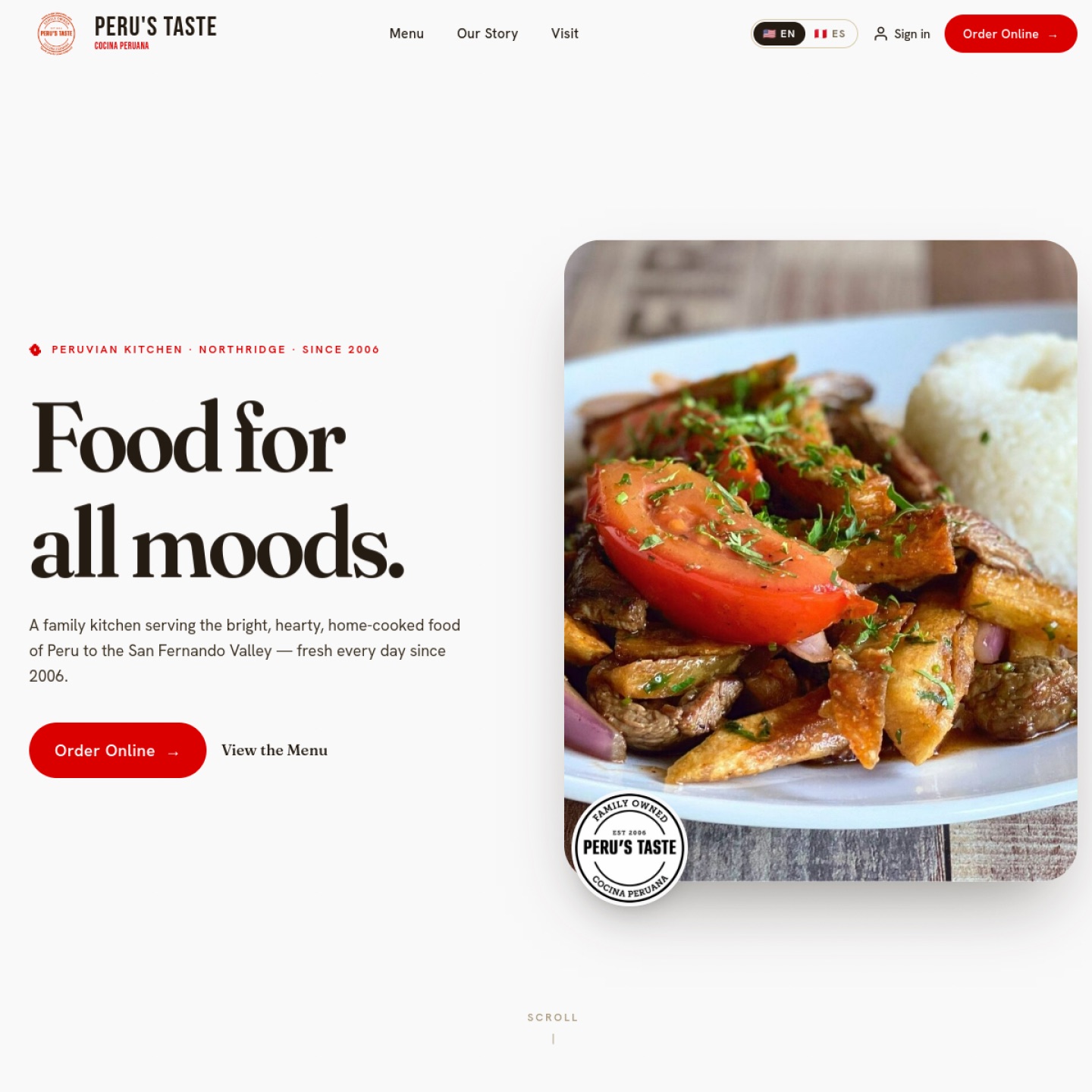 Peru's Taste homepage screenshot